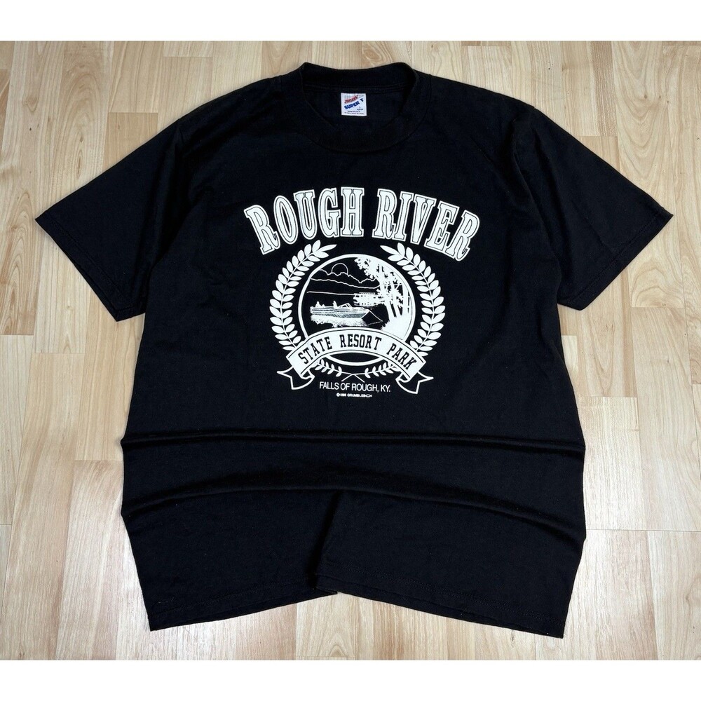 Vintage 90s Rough River State Park Graphic T-Shirt / Black / Size Large